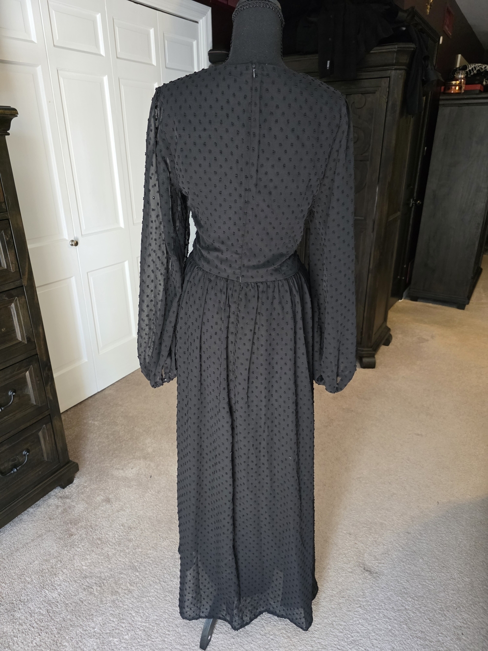 Lively Ghosts Celestra Maxi Dress L NWT Black Swiss Dot Cutout Goth - Picture 6 of 6